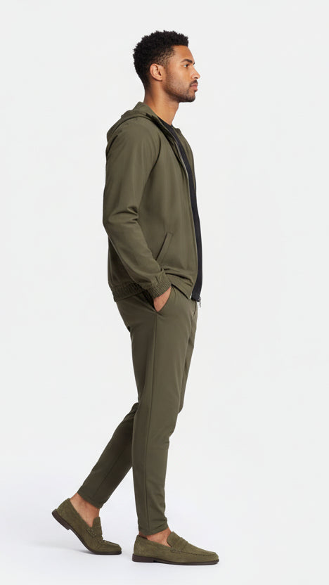 Dark Green Hooded Tech Suit