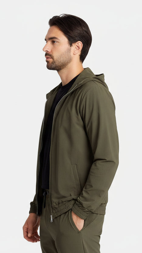 Dark Green Hooded Tech Suit