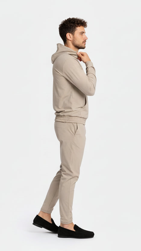 Light Beige Hooded Tech Suit