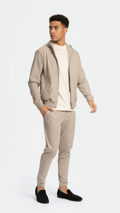Light Beige Hooded Tech Suit