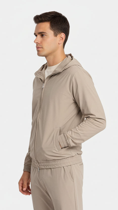 Light Beige Hooded Tech Suit