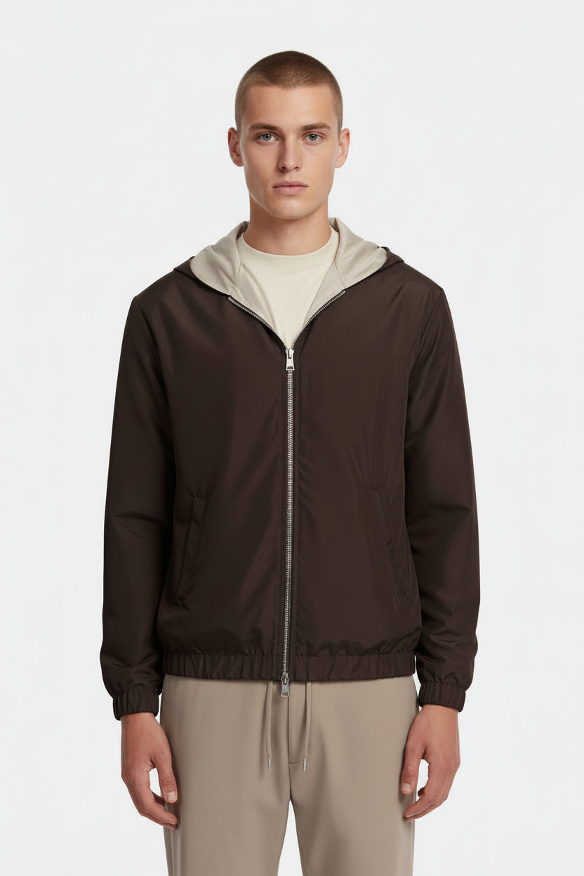 Mocha Brown Hooded Blend Jacket