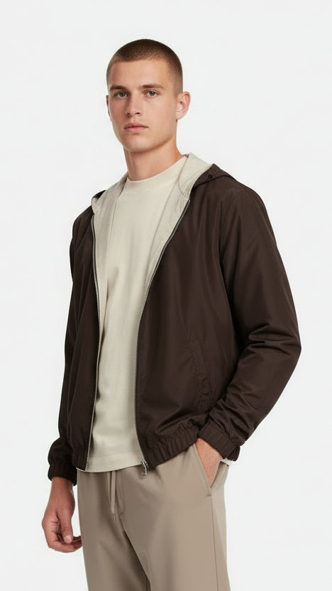Mocha Brown Hooded Blend Jacket