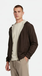 Mocha Brown Hooded Blend Jacket