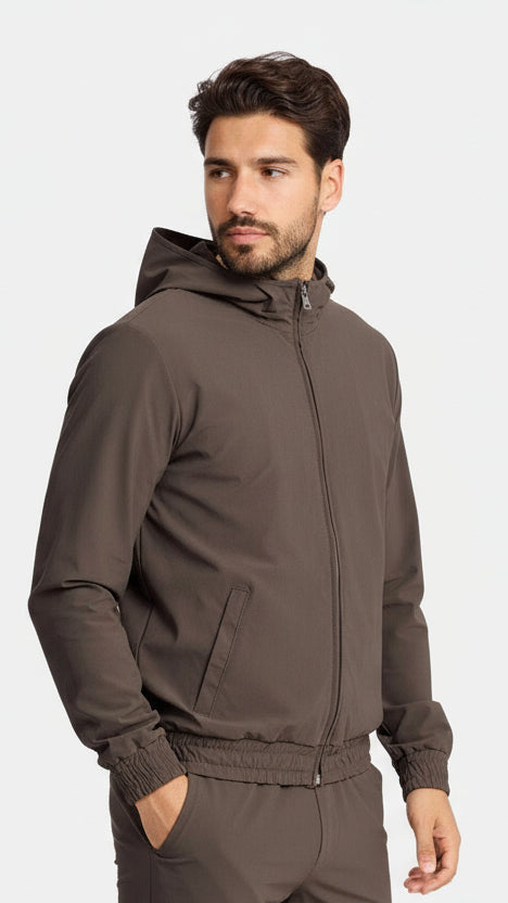 Mocha Brown Hooded Tech Suit