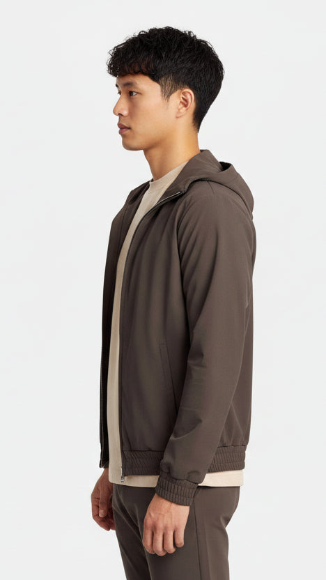Mocha Brown Hooded Tech Suit