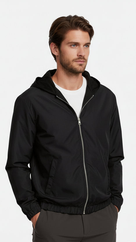 Onyx Black Hooded Blend Jacket