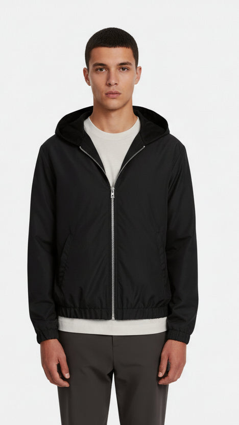 Onyx Black Hooded Blend Jacket